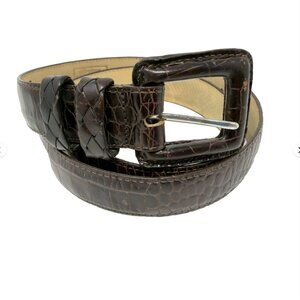 Brighton Classics Crocodile Embossed Leather Belt Brown Size 34